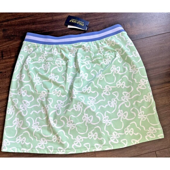 Ralph Lauren Women's bow print golf skort Skirt Stretchy with Pockets Green M - Picture 9 of 11